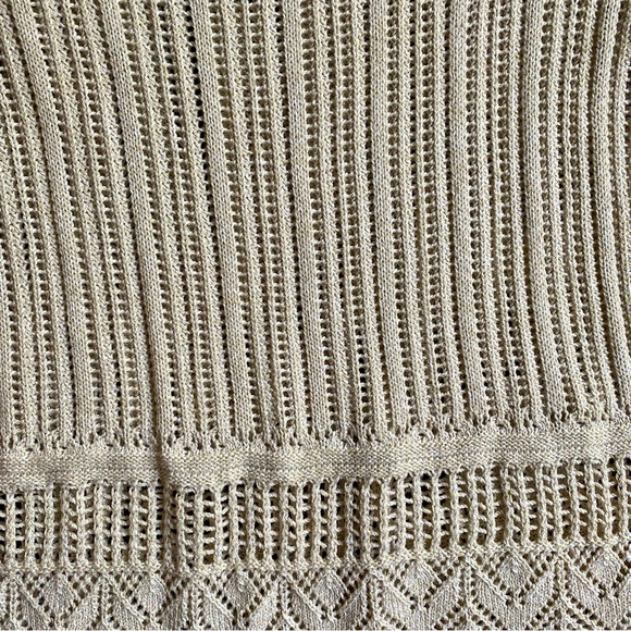 TALBOTS large cream beige with gold threading short sleeve sweater - Picture 4 of 6